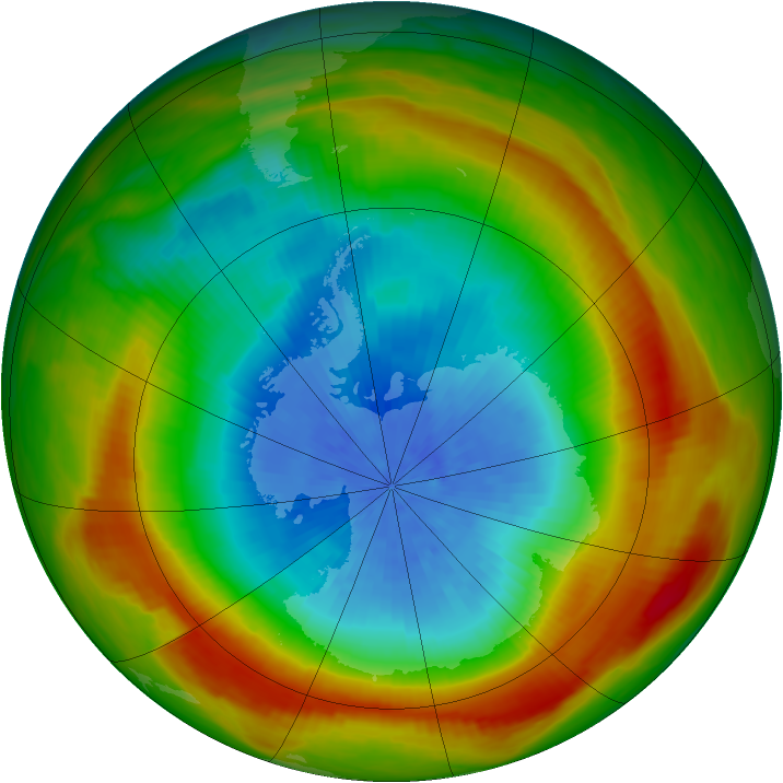 Antarctic ozone map for 07 October 1981